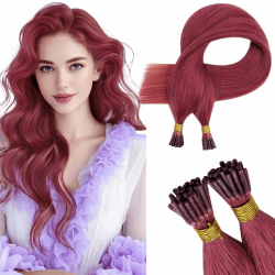 RUNATURE Burg I Tip Bonding Extensions Echthaar Burg Echthaar Extensions Bonding Keratin Haarverlängerung Echthaar 35cm 14 Zoll 20g 25 Strähne 35cm ITip#Burg 🌟👸🛍️