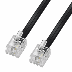 🔌📞 10085 1,5m Modularkabel Telefonkabel - 2x RJ11 Stecker - Anschlusskabel - Westernstecker - 4adrig / 6P4C / 1:1 - Flachkabel - Schwarz