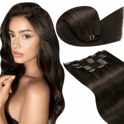 🌟 LaaVoo Clip in Extensions Echthaar 60cm Braun Echthaar Extensions Clip in 150g Doppelt Tressen Haarverlängerung 🌟