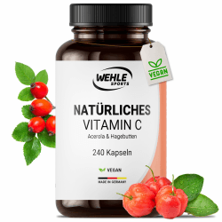 Natürliches Vitamin C Hochdosiert - 240 Vegane Kapseln 4 Monatsvorrat 🍊🌿