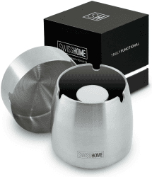 🔥 2 in 1 Geruchsdichter Aschenbecher mit Deckel - Premium Edelstahl - Grösse M 🎁