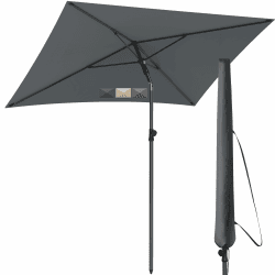 🌞 4smile Sonnenschirm Balkon 200x125 cm mit Schirmhülle, Anthrazit - UV50+ ☂️