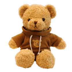 🧸 TROYSINC Teddybär Weiches Fell Teddybär mit Kapuze Tatzendruck Plüschtier Kuscheltier Stofftier Geschenk (Kaffeefarbe,30cm)
