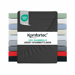 🛏️ Komfortec Jersey Spannbettlaken 140x200 cm, 100% Baumwolle, Anthrazit 🌟
