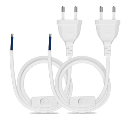 🔌🌟 Euro Netzkabel mit Schalter [2 Stück], 3 Meter - Weiß