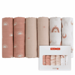 👶🌿 GLLQUEN Musselintücher für Babys, 6er Pack - Spucktücher aus Bambus & Baumwolle