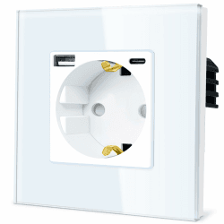 🔌💡 Schuko Steckdose mit USB Type C (MAX 20W) Schnelllade Schnittstelle, EU-Standard 1 Fach Steckdosen 🛠️🔋