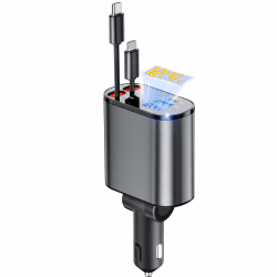 🚗⚡️ Aimtel Einziehbares Auto Ladegerät Zigarettenanzünder USB Adapter 66W Schnellladegerät