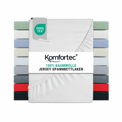 🛏️ Komfortec Jersey Spannbettlaken 140x200 cm, 100% Baumwolle, Weiß - Angebot