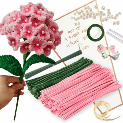 🌸🎨 Dunkelrosa Blumenstrauß Pfeifenreiniger Set - Bastelset mit Chenilledraht und Perlen