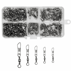 🎣 100 Stück Angelwirbel Angeln Barrel Wirbel mit Kugellagerwirbel, Angeln Drehgelenk, Snap, Edelstahl Lure Stecker Wirbel Interlock Snap Fischköder Angeln Getriebe Zubehör 6# 8# 10# 12# 14#