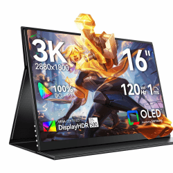 Portable Monitor OLED 3K 120Hz 16 Zoll 🌟 100000:1 Kontrast 500 Nits 2880*1800 16:10 DCI-P3 1ms Ansprechzeit