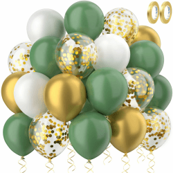 Grüne Luftballons Salbei Grün Gold Weiß luftballons hochzeit Set 60 Stück 30cm Helium Ballons mit 2 Rollen goldener Band als Baby Shower Geburtstag Jubiläum Party Dekoration Graduierung 🎈🎉