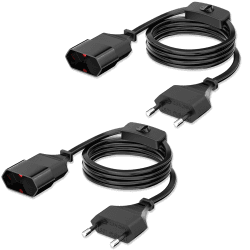 🔌 2M Euro Netzkabel mit Schalter [2 Stück] - Verlängerungskabel für TV PC Computer Monitor