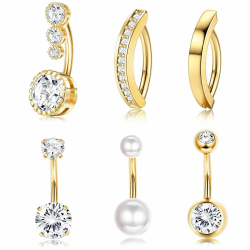 Angebot: 6 Stück Bauchnabelpiercing Chirurgenstahl & Gold 🌟