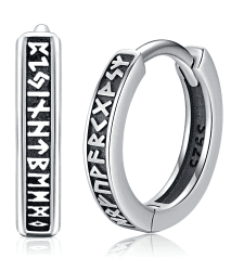 Unisex Creolen Sterling Silber 925 Wikinger Runen Ohrringe 🛡️🔮