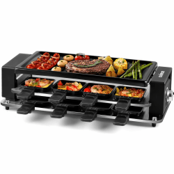 🧀 Raclette Grill für 8 Personen 🍳 Antihaftbeschichtung & Stufenlos Regulierbare Temperatur