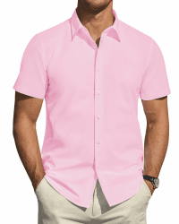J.VER Herren Kurzarm Hemden 🌟 Fleckenschutz & Stretch 🌞 Formales Business Hemd