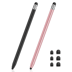 🌟📱 Tablet Stift MEKO 2 Pack Touchscreen Stift 2 in 1 Gummi Stylus Touch Pen für alle Handys/Tablets iPhone i-Pad Pro Mini iWatch Samsung Huawei Xiaomi Surface Chromebook usw. Schwarz+Rose Gold