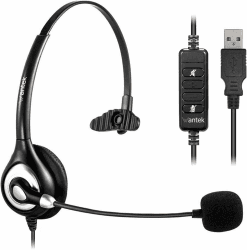 🎧 Wantek 601N USB/Typ-C Headset mit Mikrofon Mono - Call Center Business Online Konferenz