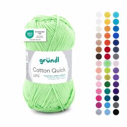 Gründl Wolle Cotton Quick uni - Wolle zum Häkeln aus 100 % Baumwolle - 🧶 zum Stricken - glänzendes Baumwollgarn 1 Knäuel 50 g / 125 m - Kiwi