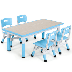 🌟 Clevich Kindertisch mit 4 Stühlen - Höhenverstellbares Tisch Stuhl Set für Kinderzimmer 🌈