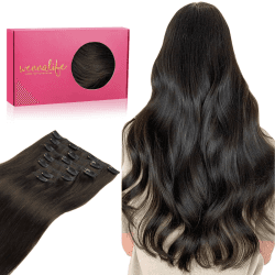 WENNALIFE Clip in Extensions Echthaar 40cm 16 Zoll 120g 7pcs Dunkel Braun Hair Extensions Clip in Echthaar Remy Clip in Haarverlängerung
