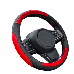🚗 ZATOOTO Lenkradbezug Auto, Lenkradbezug Leder, 37-38cm, Anti Rutsch, Universal, Rot 🚗