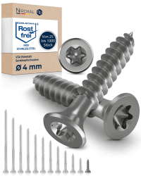 🔩 NietFullThings Edelstahlschrauben Torx Holzschrauben 4x16 Edelstahl V2A rostfrei