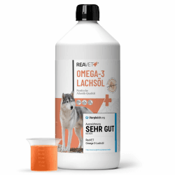 🐶🐟 TESTURTEIL SEHR GUT 2025 ReaVET Lachsöl Hunde 1 Liter 🐟🐶
