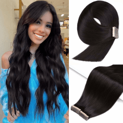YDDM Tape In Extensions Echthaar 40pcs 50cm 100g Natürliches Schwarz 🌟