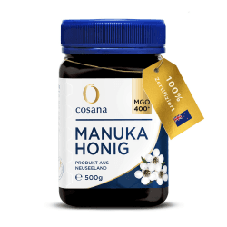 Cosana Manuka Honig 400 MGO + 500g – 100% Pur - Abgefüllt, versiegelt und zertifiziert in Neuseeland 🍯