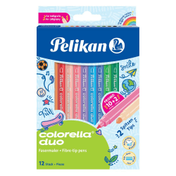 🌈 Pelikan 813846 Faserschreiber Colorella Duo C407, 12 Stifte in Faltschachtel 🖊️