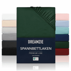 Dreamzie Spannbetttuch 200x200 cm 🛏️🌿 - Hoher Steg bis 33 cm - 100% Mikrofaser - Grün - Oeko-Tex zertifiziert