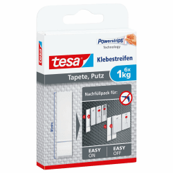 tesa Powerstrips Tapete&Putz - doppelseitige Klebestreifen für Tapete und Gips