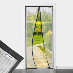 Fliegengitter Tür 80x205cm Schwarz | Design4door Fliegengitter Balkontür | Keine Stechmücken | Gesundes Leben