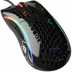 🎮 Glorious Gaming Model D Wired Gaming Mouse – Superleichtes Wabendesign mit 68 g, RGB-Beleuchtung, ergonomisch, Pixart 3360 Sensor, Omron-Schaltern, PTFE-Füße, 6 Tasten – Glänzend Schwarz