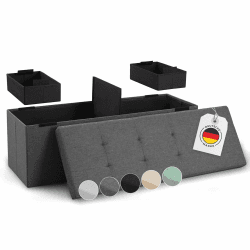 Blumtal Sitzbank mit Stauraum + 2 extra Boxen - Truhenbank mit Stauraum 110x38x38 cm 😍 - Sitztruhe mit Stauraum - Bequemer Hocker mit Stauraum - Sitzhocker mit Stauraum - Ottoman - Sitzbox in Anthrazit