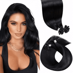 U Tip Extensions Keratin Bondings Schwarz 55cm Echthaar Extensions Bondings 1g/s U Tip Haare Extensions Haarverlängerung Echthaar Pre Bonded Schwarz #1 50s 50g 55 cm 1-27 U Tip#1 🌟👩