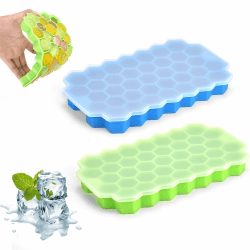 🧊🍹 Guowall Eiswürfelform Silikon, Wabeneiswürfelform mit Deckel Ice Cube Tray 2 Stück 37-Fach 🍸🎉
