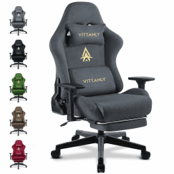 VITTANLY Gaming Stuhl aus Wildlederimitat mit Fußstütze und 3D Armlehnen