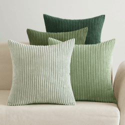 EMEMA Kord Samt Kissenbezug 4er Set 😍 Dekokissen 40x40cm Salbeigrün Serie