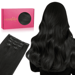Clip in Extensions Echthaar, 75g 5 Stk. 35cm Natürliches Schwarz 💇‍♀️🖤