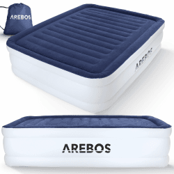 🌟 Arebos Aufblasbare Matratze Luftbett 🛏️ Selbstaufblasend Gästebett mit integrierter elektrischer Pumpe 🌬️ Luftmatratze für Camping/Heimgebrauch für 2 Personen 203×152,5×51 cm inkl. Tragetasche & Reperaturset