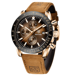 BENYAR Herrenuhr Braun Leder Strap Chronograph Quarz Uhr Männer Datum Kalender Wasserdicht Armbanduhr Herren Sport 🕰️🎁
