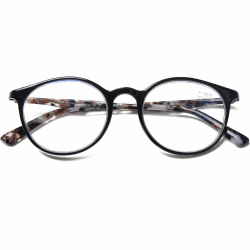 DOOViC Lesebrille Rund Schwarz Damen mit Sehstärke 3.5 - Blaulichtfilter Gläser Acetate