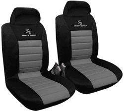 WOLTU 2er Sitzbezüge Auto Einzelsitzbezug universal Größe, Komplettset, grau mit Drache Stickerei Design 🐉