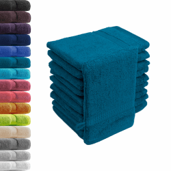 10er Set Waschhandschuhe Waschlappen Petrol 16x21 cm | 100% Baumwolle Frottier | Premium Qualität 500 g/m² 🛁🌟