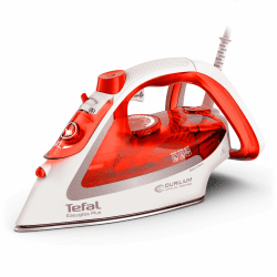 Tefal FV5738 Easygliss Plus Dampfbügeleisen | 🌟 2800 W | 45 g/Min. automatische Dampfmengenregulierung | 230 g/Min. Dampfstoß | 3 Dampfzonen | Vertikaldampf | Orangerot/Weiß/Silber