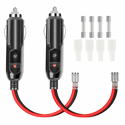 🔌🚗 Zigarettenanzünder Stecker 12v 24v 2 Stück mit LED Lichter 10A/15A Sicherung 16AWG Kabel